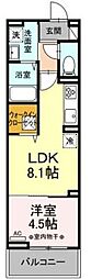D-リベルテ 1LDKの間取図画像