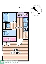 ロンリヴェール 1Kの間取図画像