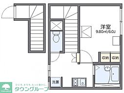 レオパレスアミー2 1Kの間取図画像