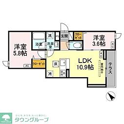 セレスティア堀切II 2LDKの間取図画像
