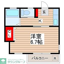 コーポハイブリッヂ 1Kの間取図画像