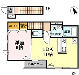 Dear court武蔵野 2階1LDKの間取り