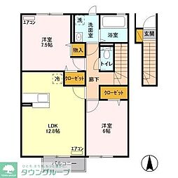 セジュールプレリー 2階2LDKの間取り