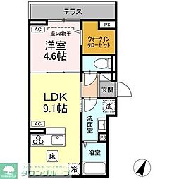 D-comodo深大寺北町 2階1LDKの間取り