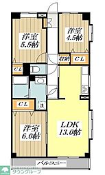 エマーレ武蔵境 3階3LDKの間取り