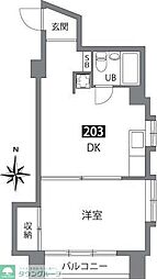 桜橋ハイム 303 3階1DKの間取り