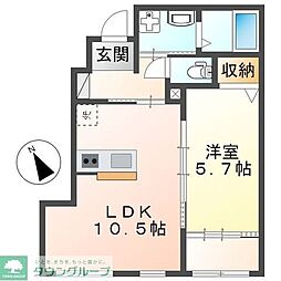 アルデバラン348 1階1LDKの間取り