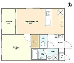 ウェルスクエアイズム上北沢 4階2LDKの間取り