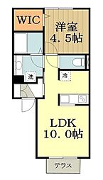Ｓ−Ｌｉｆｅ Ｇａｒｄｅｎ 2階1LDKの間取り