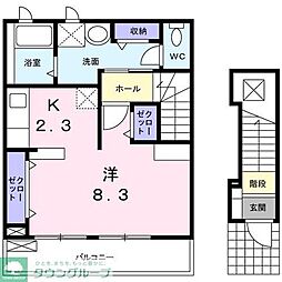 フィオーレ・プリムラ 2階ワンルームの間取り