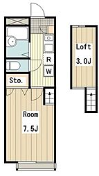 メインシティガーデン　アイリスファーム 2階1Kの間取り