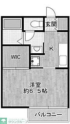 シャンテ武蔵野 1階1Kの間取り