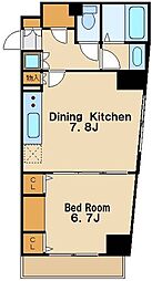 アジールコート中野坂上 2階1LDKの間取り