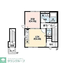 ヴィエント境南 201 2階1LDKの間取り