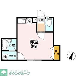 サニーハウス羽根木 2階ワンルームの間取り