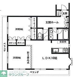 住吉ビル 3階2LDKの間取り