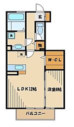 花水木Ｆ棟 101 1階1LDKの間取り