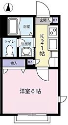 サニーハウス  Ｂ 2階1Kの間取り