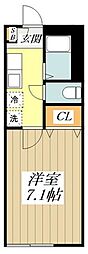 S・Tハイツ 2階1Kの間取り