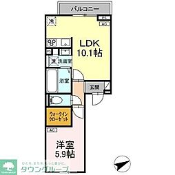 D-comodo関前 2階1LDKの間取り