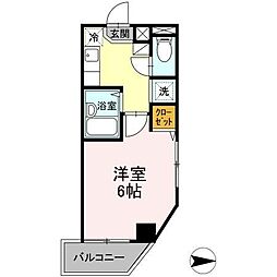 ロイヤル武蔵野 4階1Kの間取り