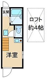 西武新宿線 田無駅 徒歩8分の賃貸アパート 2階ワンルームの間取り