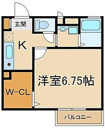 アンフラーゼ 1Kの間取図画像