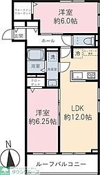 西東京市新町6丁目マンション 2LDKの間取図画像