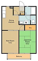 ハイム東町 2DKの間取図画像