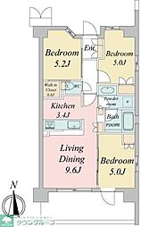 武蔵野市境2丁目マンション 3LDKの間取図画像