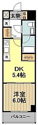 パティーナ武蔵関 1DKの間取図画像
