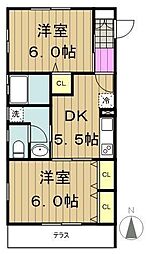 アルメリア中野 2DKの間取図画像