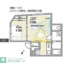 Platanus幡ヶ谷 1LDKの間取図画像