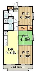 プライムアーバン武蔵小金井 3DKの間取図画像
