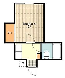 パールハイツ 2階1Kの間取り