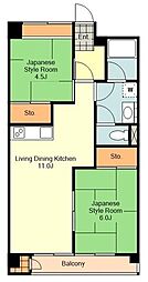 レジデンス木下 2階2LDKの間取り