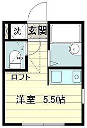 マルケサス立川 1階ワンルームの間取り