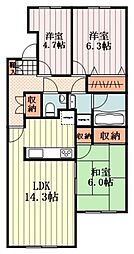 ランビニオン 3階3LDKの間取り