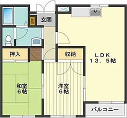 アピアII 1階2LDKの間取り