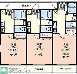 モント羽村 1階1Kの間取り