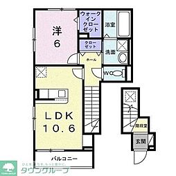 ヒカルサ小平栄町 2階1LDKの間取り