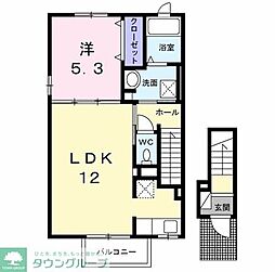 ミルト・ラフレシール 2階1LDKの間取り