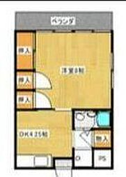 福島マンション 3階1DKの間取り