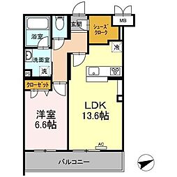Le Vert Hachioji(ルヴェール八王子) 5階1LDKの間取り