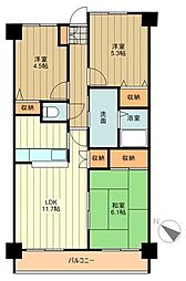 ラフィネ立川 9階3LDKの間取り