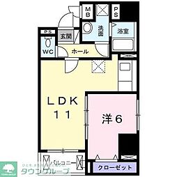 JR中央線 豊田駅 徒歩3分の賃貸マンション 2階1LDKの間取り