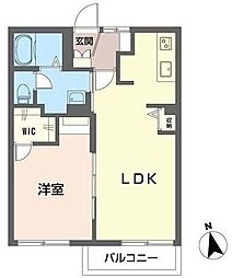 マインズB 2階1LDKの間取り