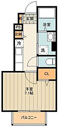 フェリーチェ 1階1Kの間取り