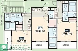 Ｆｏｒｅｓｔ　Ｐａｒｋ　Ｈｉｌｌｓ 1階1Kの間取り