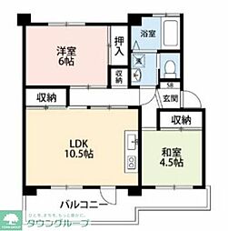 西けやき台団地7号棟 4階2LDKの間取り